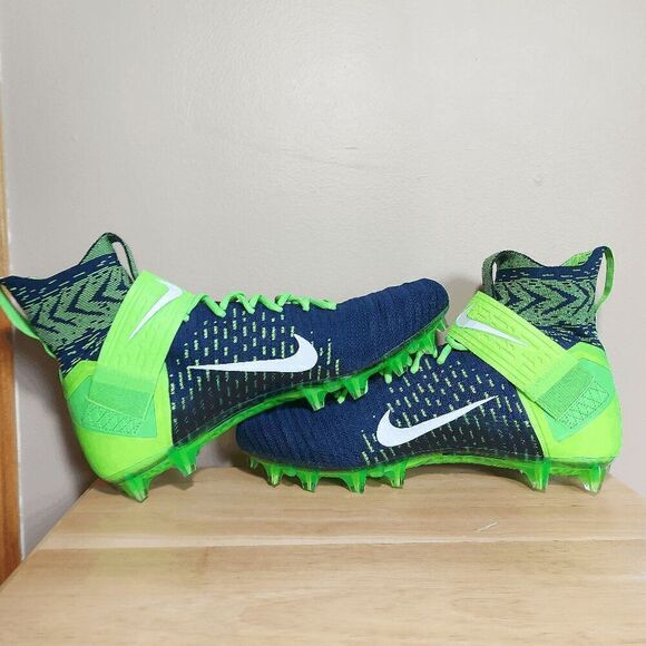 Nike Alpha Menace Elite 2 Flyknit Football Cleats Blue Green Seahawks BV2077-400 - Picture 4 of 7
